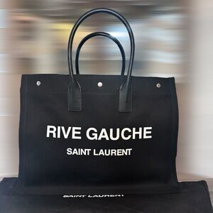 New! Saint Laurent Rive Gauche Black Canvas Tote